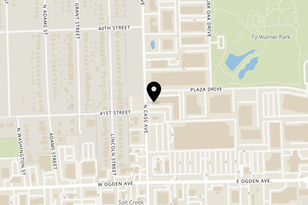 Map showing the location of Mai Thai Restaurant on 697 N Cass Ave in Westmont